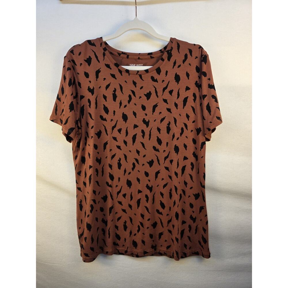 Nine West Women's Medium Top Brown Speckle Animal Print Soft Spun 95% Rayon